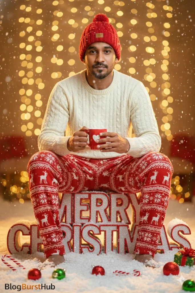 cinematic-christmas-portrait-with-cozy-knitwear-and-golden-bokeh