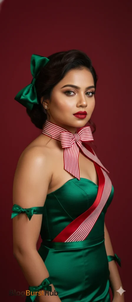 Elegant Green Satin Sexy Christmas Holiday Look