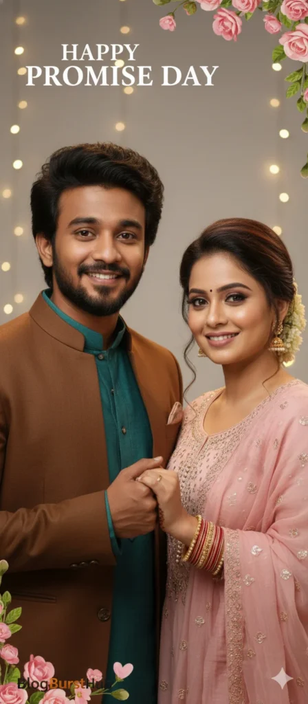 Stylish couple dressed for Promise Day expressing love and togetherness