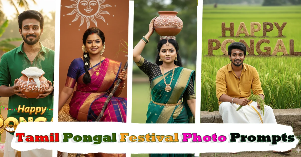 Tamil Pongal Festival Gemini AI Photo Prompts & Creative Ideas 🌾📸