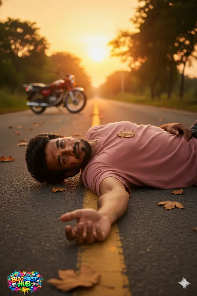 man lying on road injured and heartbroken after emotional breakup