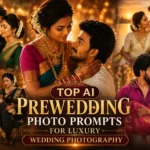 Luxury AI-generated prewedding photography featuring an elegant couple in cinematic wedding portraits with editorial styling and premium romantic aesthetics