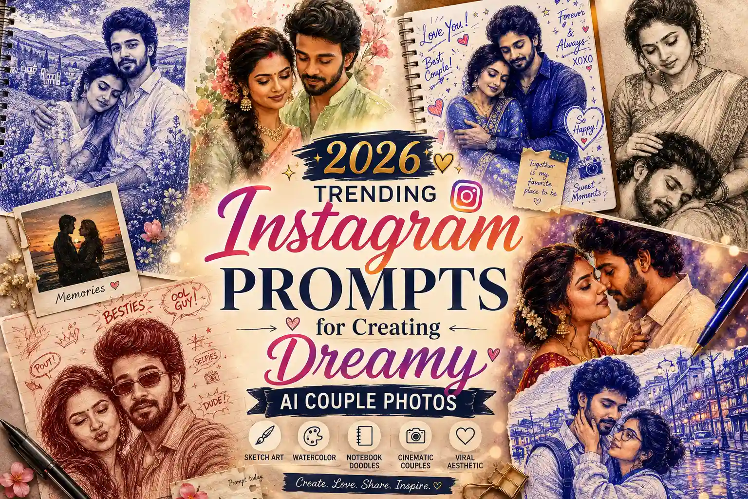 2026 Trending Instagram Prompts for Creating Dreamy AI Couple Photos
