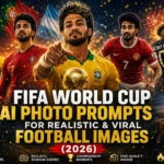 FIFA World Cup 2026 AI-generated football poster featuring legendary players, championship trophy, stadium lights, and realistic sports photography