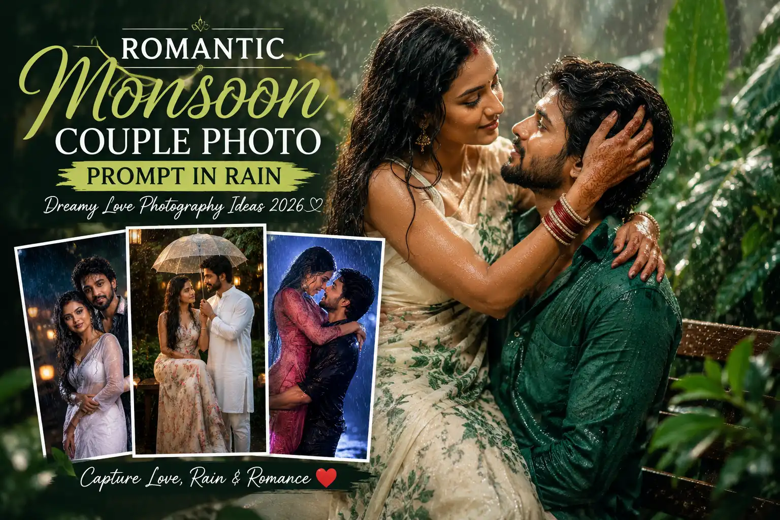 Romantic Monsoon Couple Photo Prompt in Rain | Dreamy Love Photography Ideas 2026