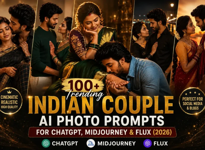 100+ Trending Indian Couple AI Photo Prompts for ChatGPT, Midjourney & Flux (2026)
