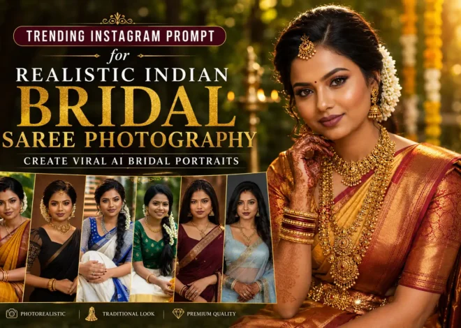 Trending Instagram Prompt for Realistic Indian Bridal Saree Photography