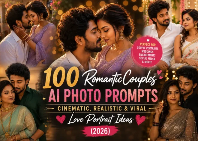 100 Romantic Couples AI Photo Prompts | Cinematic, Realistic & Viral Love Portrait Ideas (2026)