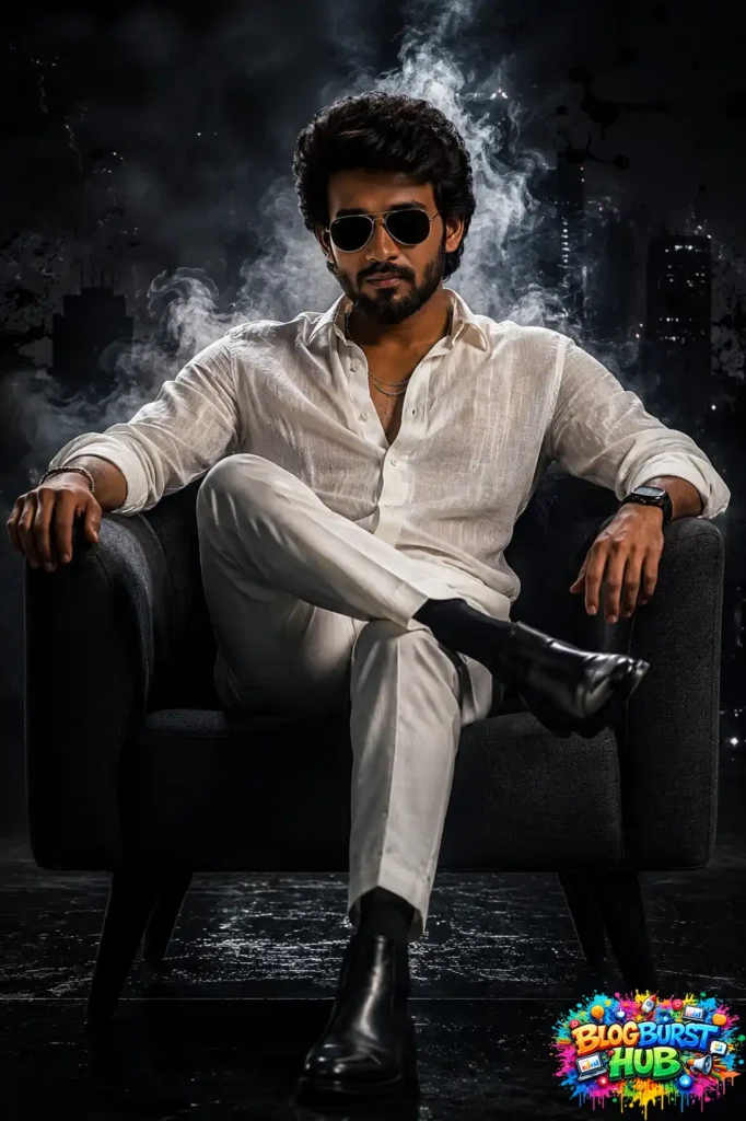 Cinematic mafia-style portrait created using ChatGPT photo editing prompts with dramatic smoke, luxury white outfit, dark city background, and professional lighting.
