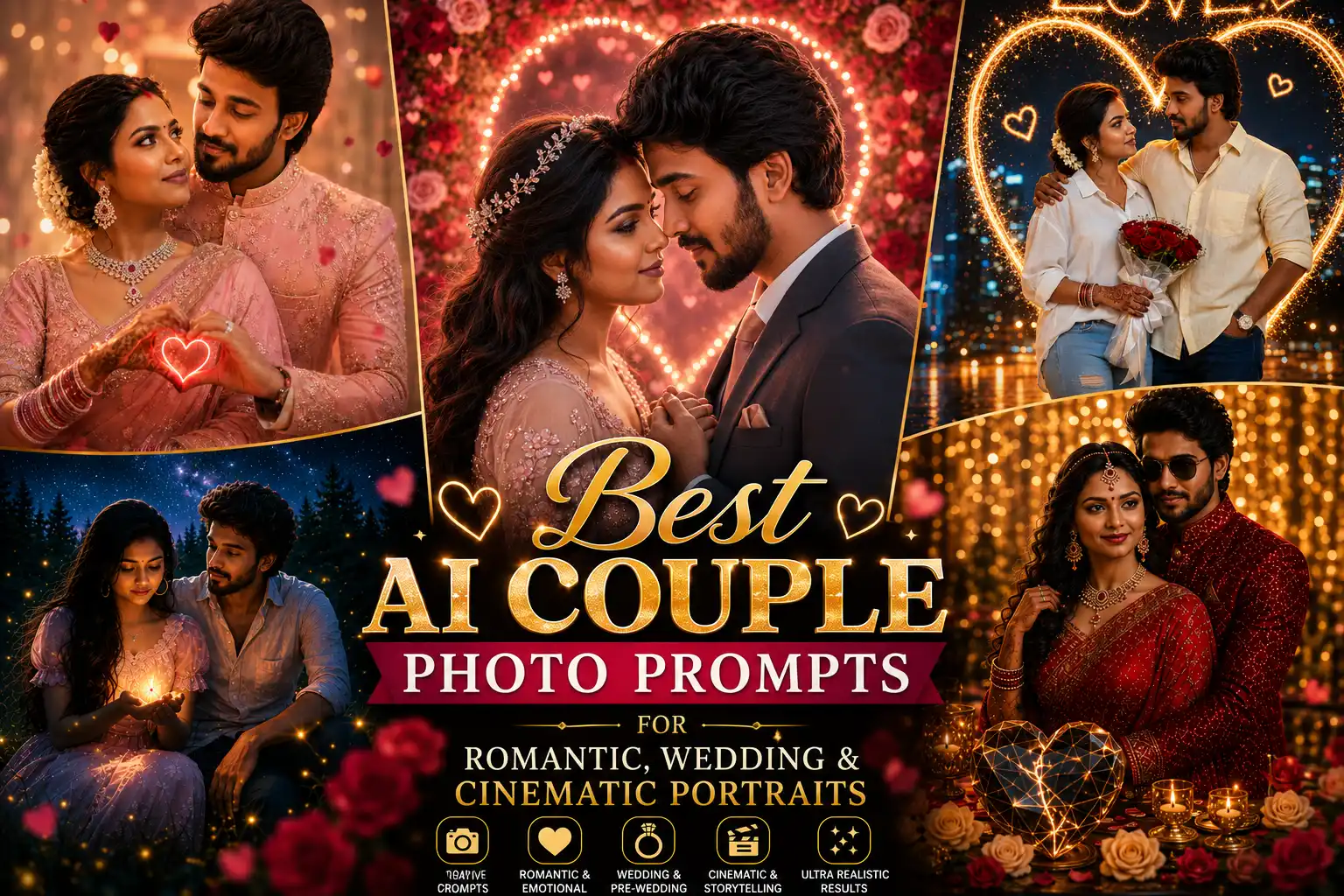 Best AI Couple Photo Prompts for Romantic, Wedding & Cinematic Portraits (2026)