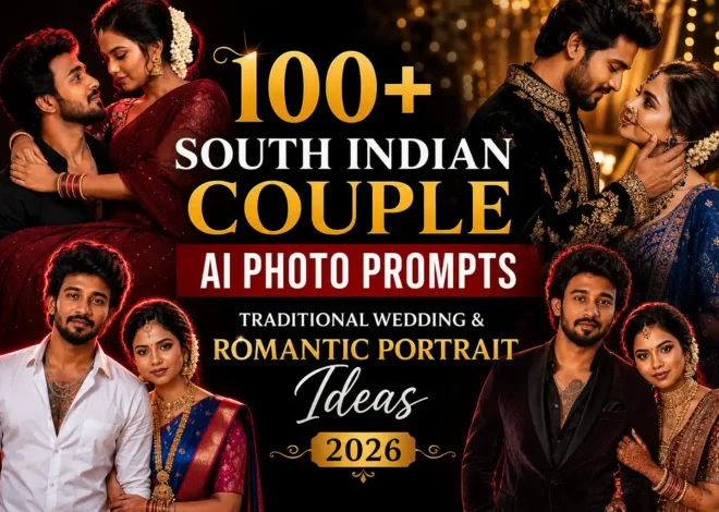 100+ South Indian Couple AI Photo Prompts | Traditional Wedding & Romantic Portrait Ideas (2026)
