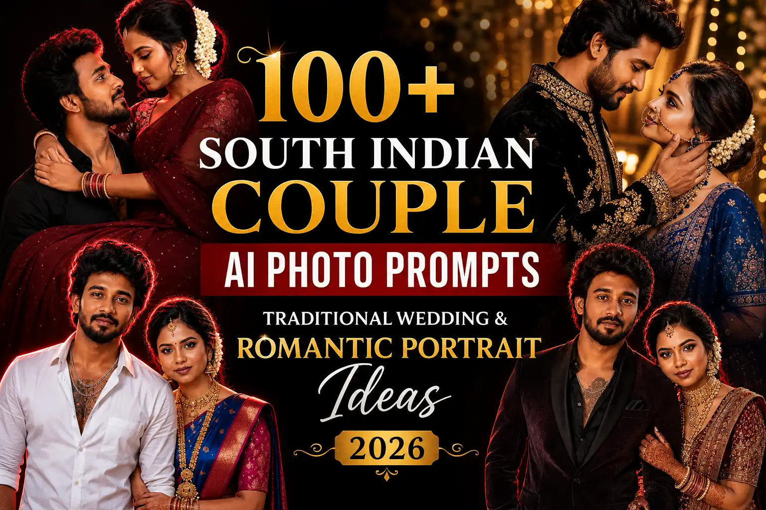 100+ South Indian Couple AI Photo Prompts | Traditional Wedding & Romantic Portrait Ideas (2026)
