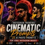 Instagram trending cinematic prompts featuring AI-generated portraits and cinematic photo styles