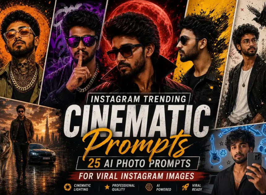 Instagram Trending Cinematic Prompts: 25 AI Photo Prompts for Viral Instagram Images