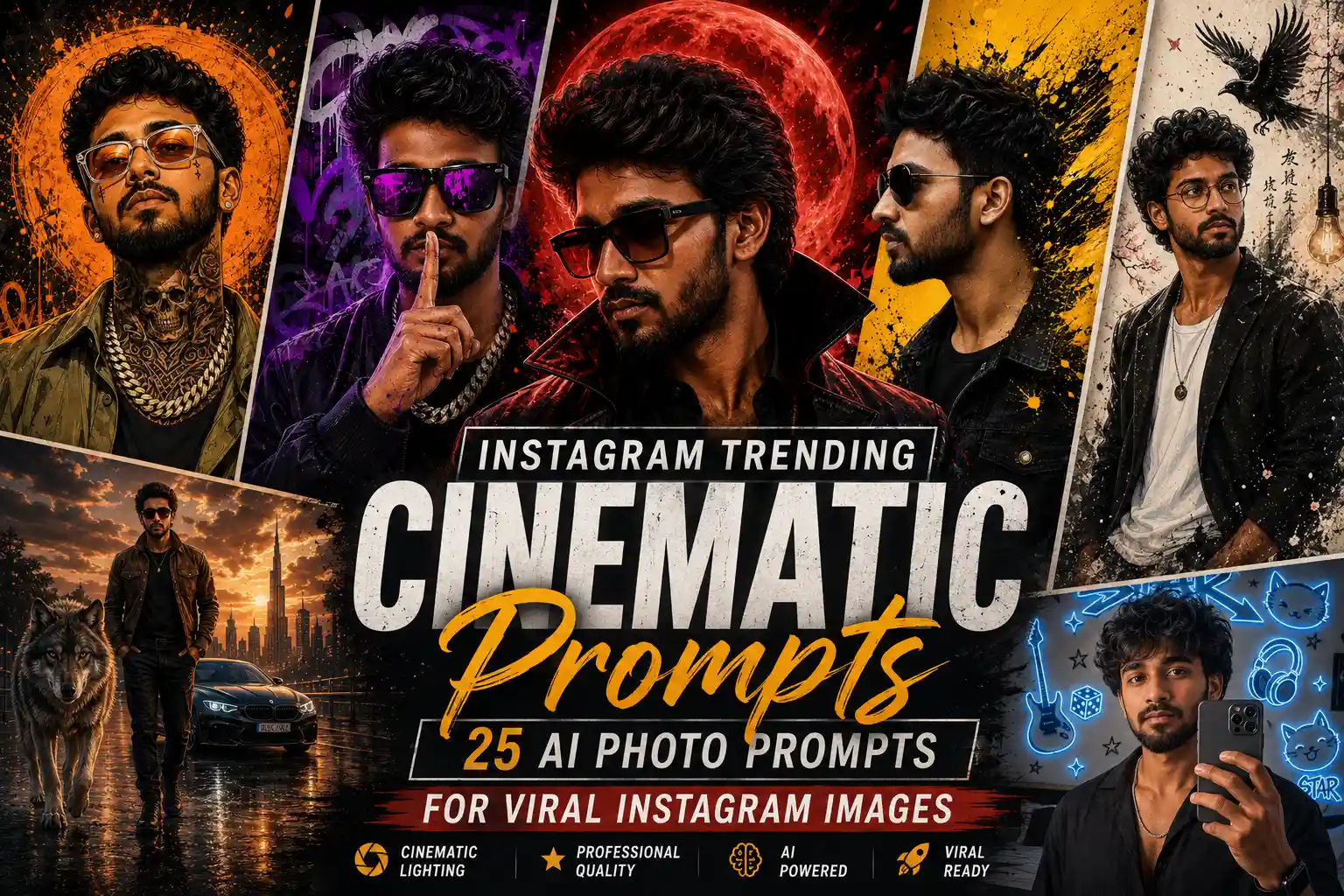 Instagram Trending Cinematic Prompts: 25 AI Photo Prompts for Viral Instagram Images