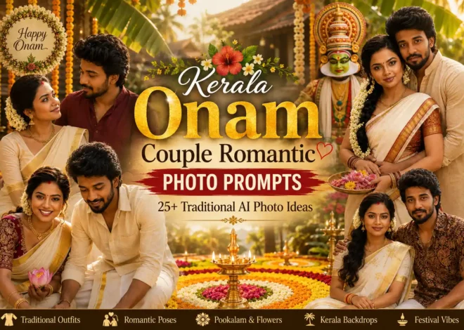 Kerala Onam Couple Romantic Photo Prompts: 25+ Traditional AI Photo Ideas
