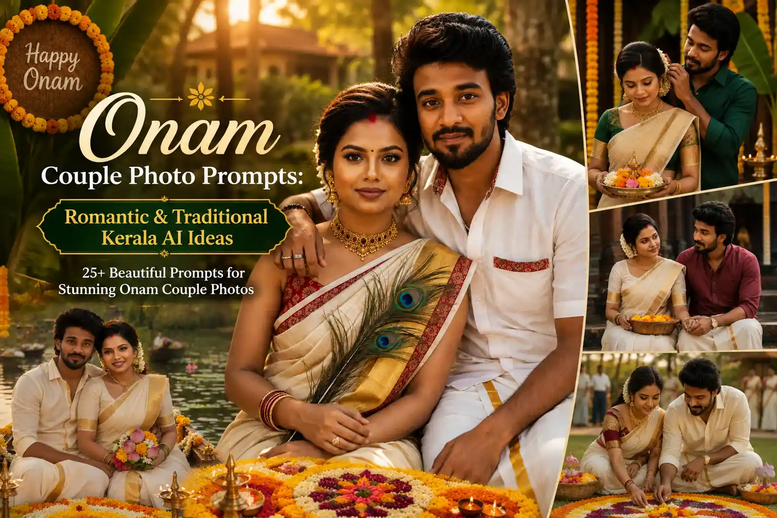 Onam Couple Photo Prompts: Romantic & Traditional Kerala AI Ideas