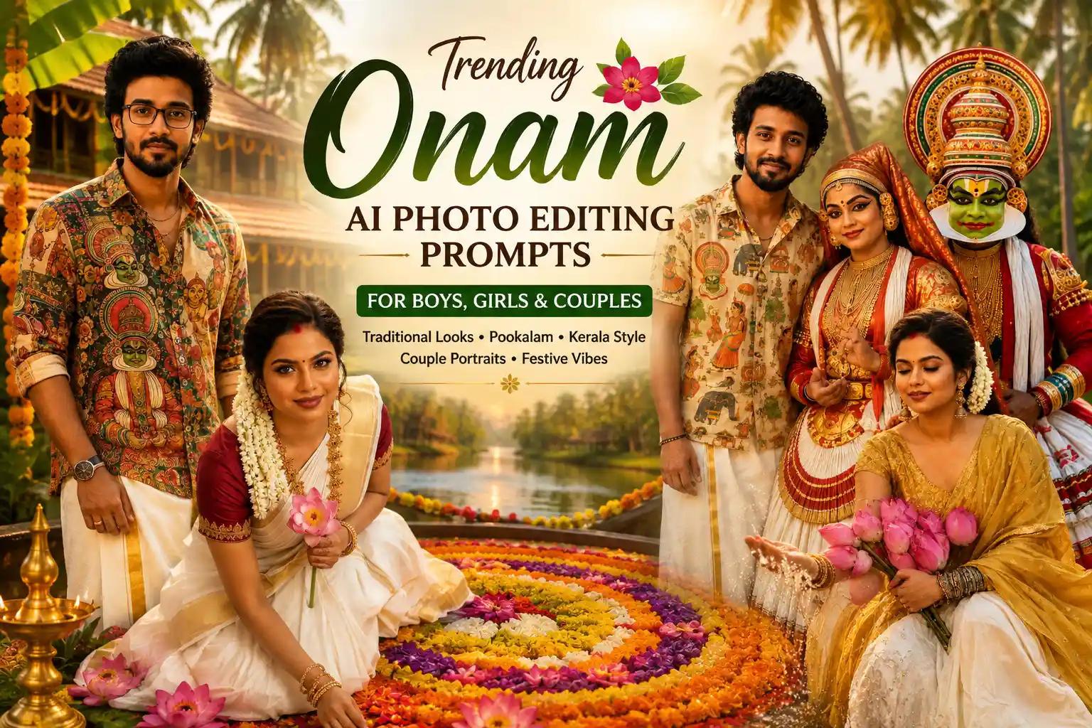 Trending Onam Festival AI Photo Editing Prompts for Boys, Girls & Couples