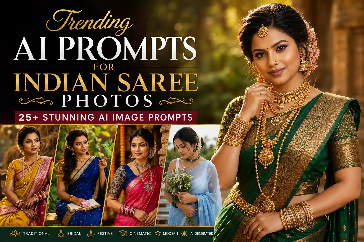 Trending AI Prompts for Indian Saree Photos: 25+ Stunning AI Image Prompts